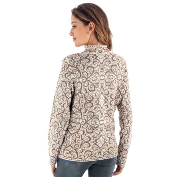 Peruvian Link Alpaca Collection Cardigan Womens Sz M Cocoa Cream Eclectic Jauja - Picture 2 of 16